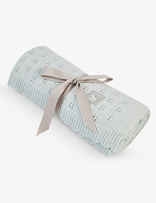 THE LITTLE TAILOR: Brand-patch pointelle-detail cotton blanket