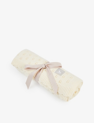 THE LITTLE TAILOR: Brand-patch pointelle-detail cotton blanket