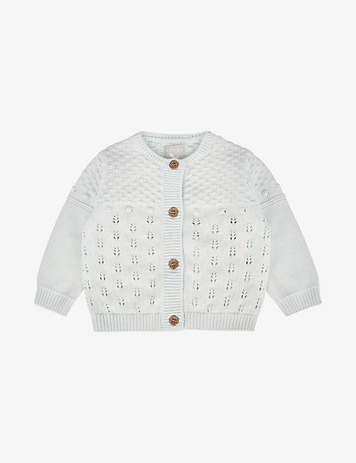 THE LITTLE TAILOR: Button-detail pointelle cotton-knit cardigan 3-24 months