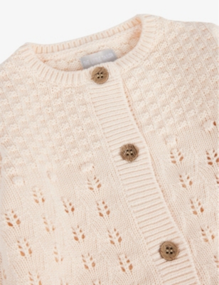 Shop The Little Tailor Pink Button-detail Pointelle Cotton-knit Cardigan 3-24 Months
