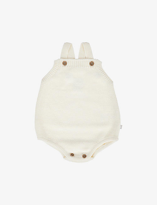 THE LITTLE TAILOR: Ribbed-trim button-detail cotton-knit body 3-24 months