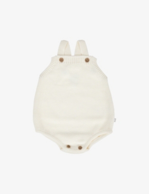 THE LITTLE TAILOR: Ribbed-trim button-detail cotton-knit body 3-24 months
