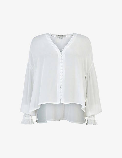 ALLSAINTS: Stella balloon-sleeved V-neck woven blouse