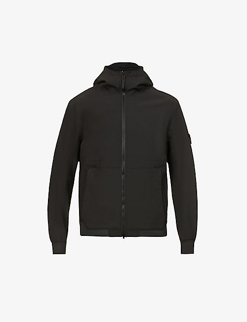 STONE ISLAND: Soft Shell-R logo-badge hooded shell jacket