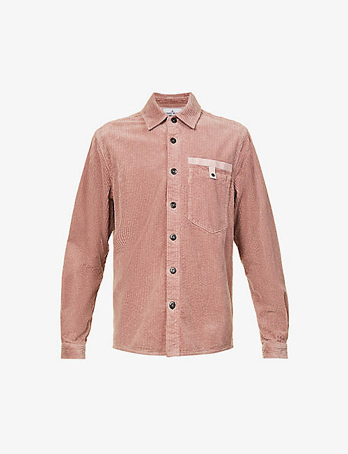 STONE ISLAND: Brand-embroidered buttoned regular-fit cotton corduroy overshirt