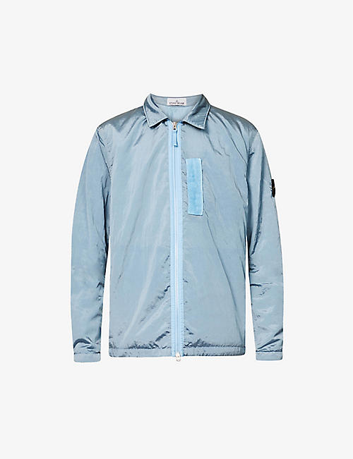 STONE ISLAND: Compass-badge spread-collar regular-fit woven hooded jacket