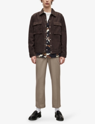 Shop Allsaints Men's Brooklyn Brown Natt Padded Organic And Recycled-cotton Corduroy Jacket