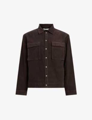 Shop Allsaints Mens  Natt Padded Organic And Recycled-cotton Corduroy Jacket In Brooklyn Brown