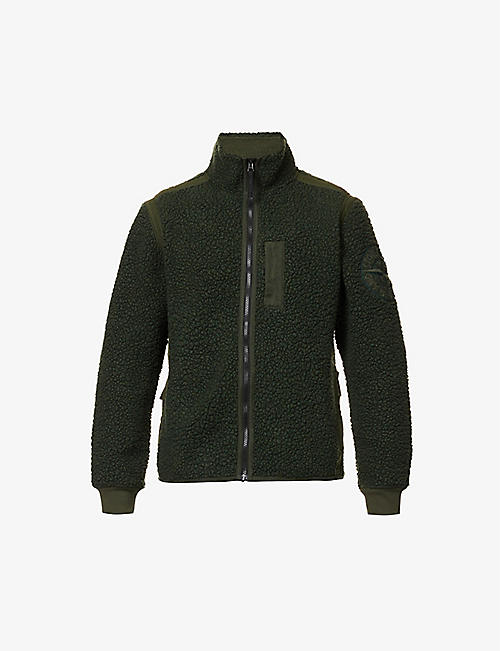 STONE ISLAND: Logo-embroidered funnel-neck wool-blend jacket