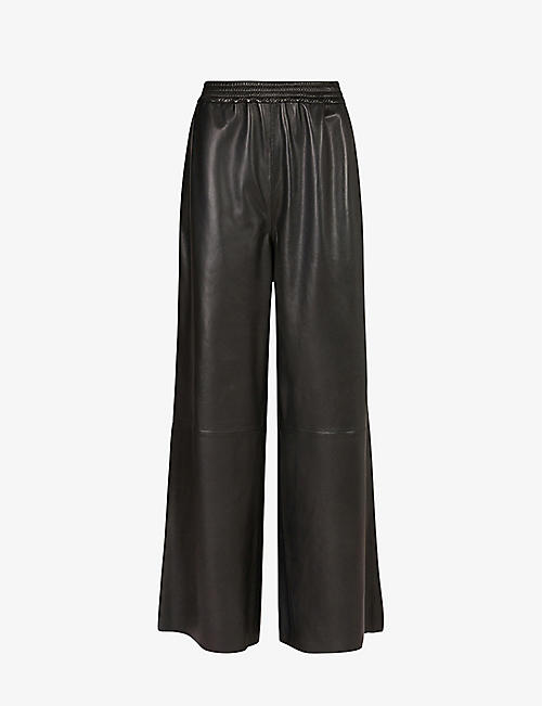 ALLSAINTS: Aspen wide-leg high-rise leather trousers