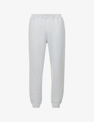 Micrographic tapered-leg cotton-blend jogging bottoms