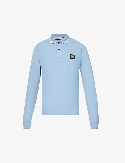 STONE ISLAND: Compass-logo regular-fit stretch-cotton polo shirt