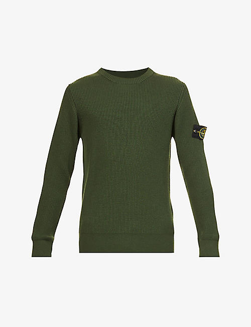 STONE ISLAND: Compass-badge relaxed-fit wool jumper