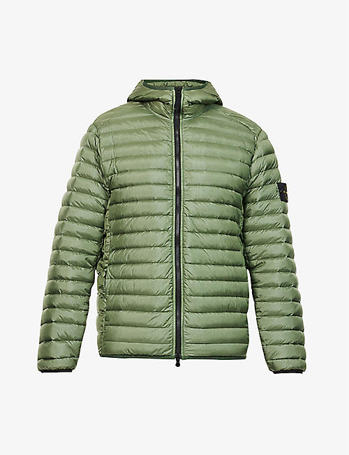 STONE ISLAND: Quilted hooded shell-down jacket