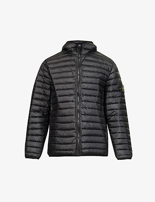 STONE ISLAND: Padded funnel-neck regular-fit shell-down hooded puffer jacket