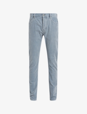 Shop Allsaints Men's Dusty Blue Rex Slim-fit Corduroy Jeans