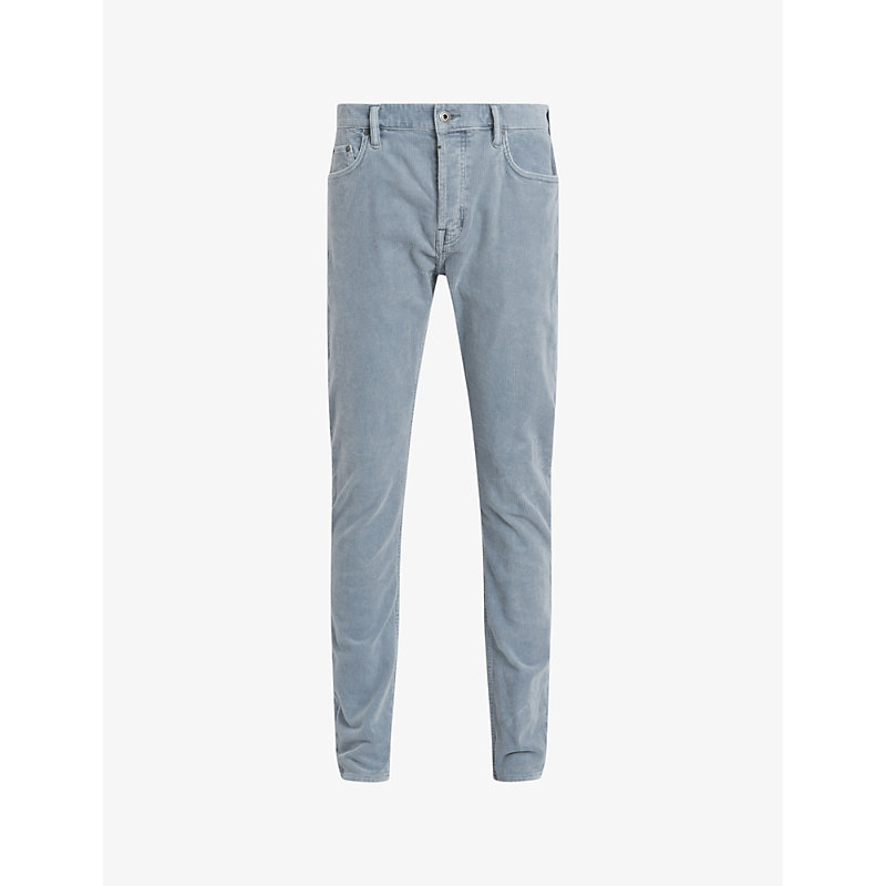 Shop Allsaints Men's Dusty Blue Rex Slim-fit Corduroy Jeans