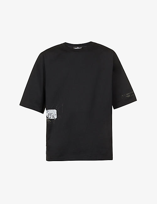 STONE ISLAND SHADOW PROJECT: 图案印花品牌标签平纹针织棉 T 恤