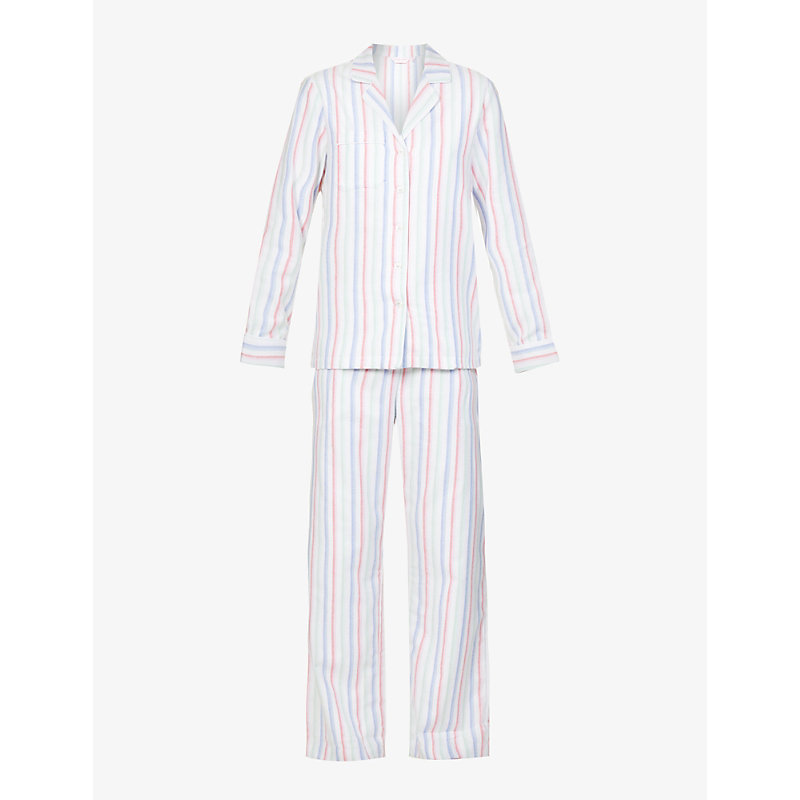 Derek Rose Kelburn Striped Cotton Pyjama Set In Multi-coloured