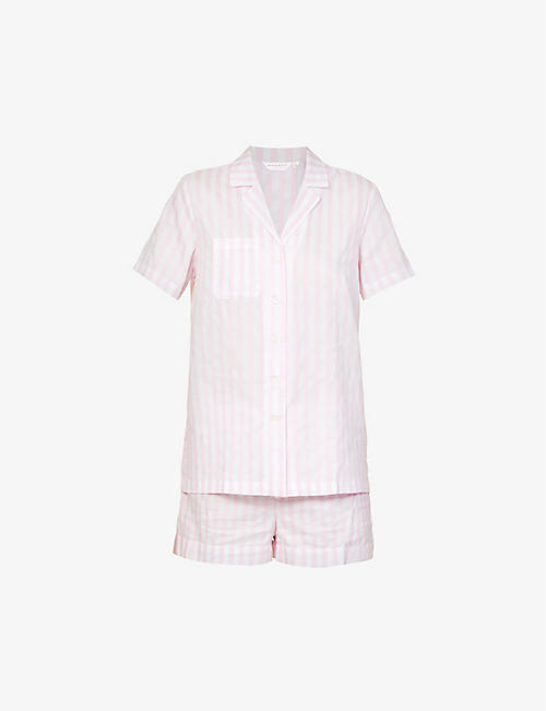 DEREK ROSE: Capri striped cotton-poplin pyjama set