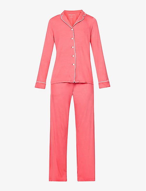 DEREK ROSE: Lara long-sleeved stretch-woven pyjama set