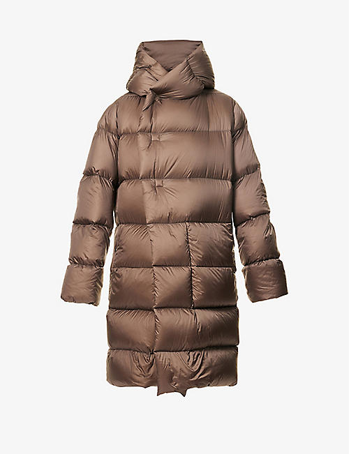 RICK OWENS: Funnel-neck quilted shell-down jacket
