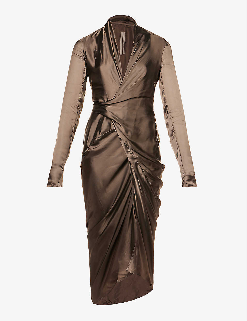 Plunge-neck wrap-over satin midi dress Selfridges & Co Women Clothing Dresses V-Neck Dresses 