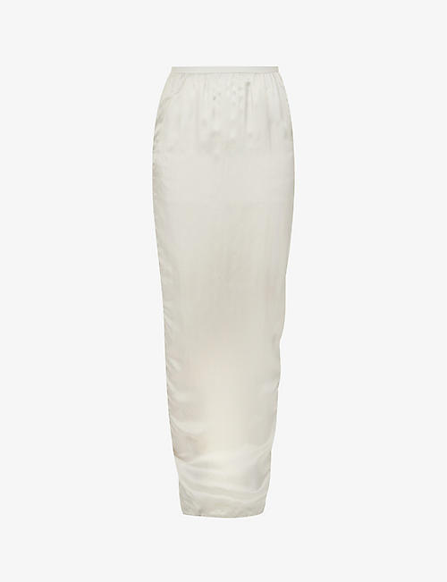 RICK OWENS: Pillar panelled satin maxi skirt