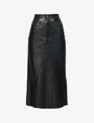 Panelled flared mid-rise leather midi skirt Selfridges & Co Women Clothing Skirts Leather Skirts 