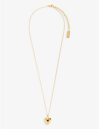 SAINT LAURENT: Heart gold-toned brass long pendant necklace