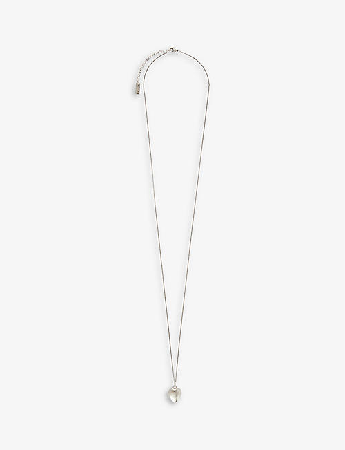 SAINT LAURENT: Heart silver-toned brass long pendant necklace