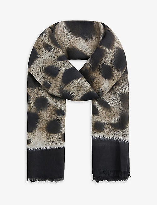 SAINT LAURENT: Leopard-print woven scarf