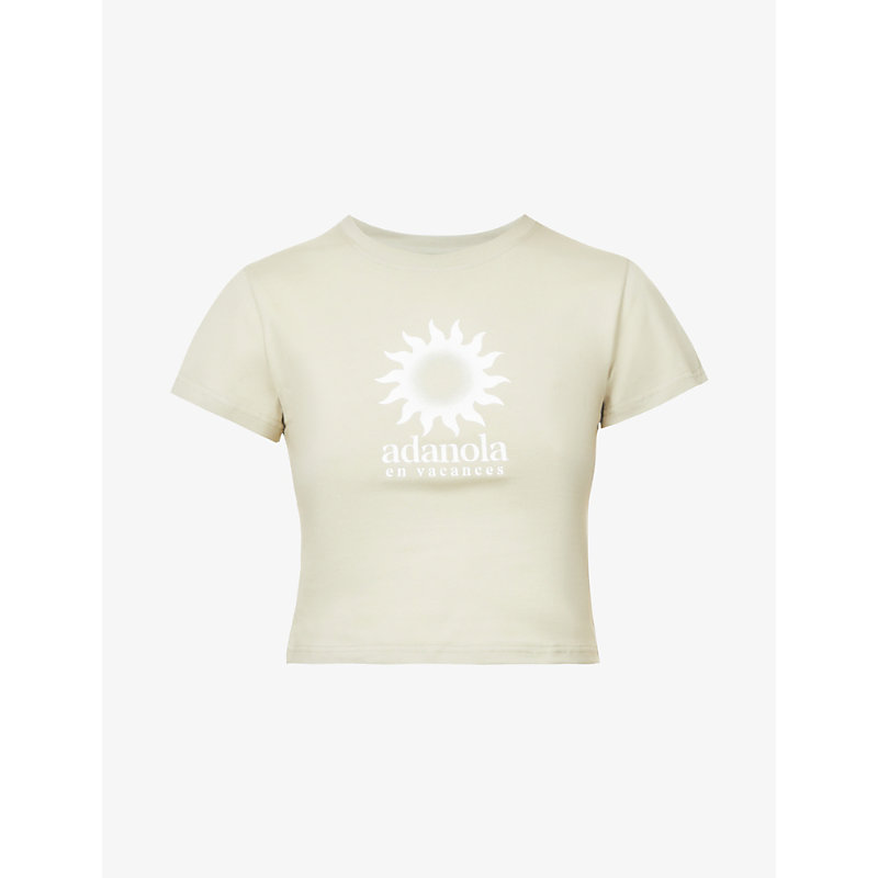 Adanola Edit By Hanna Schonberg Baby Solar Graphic-print Capped-sleeve Cotton-jersey T-shirt In Desert Beige