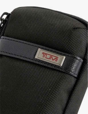Shop Tumi Logo-plaque Woven Cross-body Bag In Black