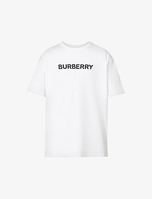 BURBERRY：Harriston 品牌印花平纹针织棉 T 恤