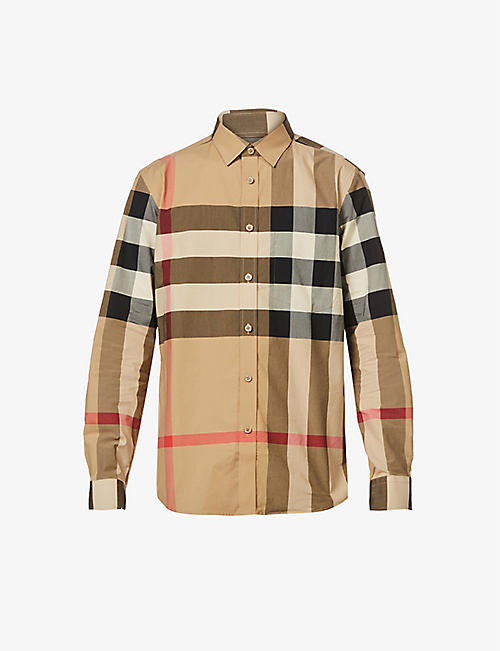 BURBERRY: Somerton check-print relaxed-fit stretch-cotton shirt