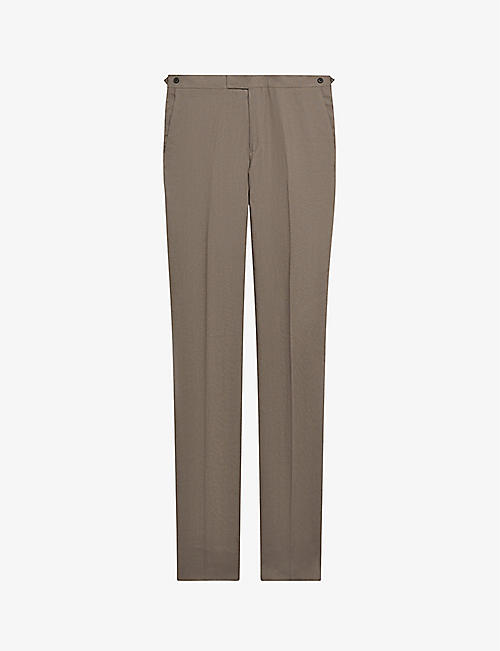 REISS: Kin straight-leg mid-rise linen trousers