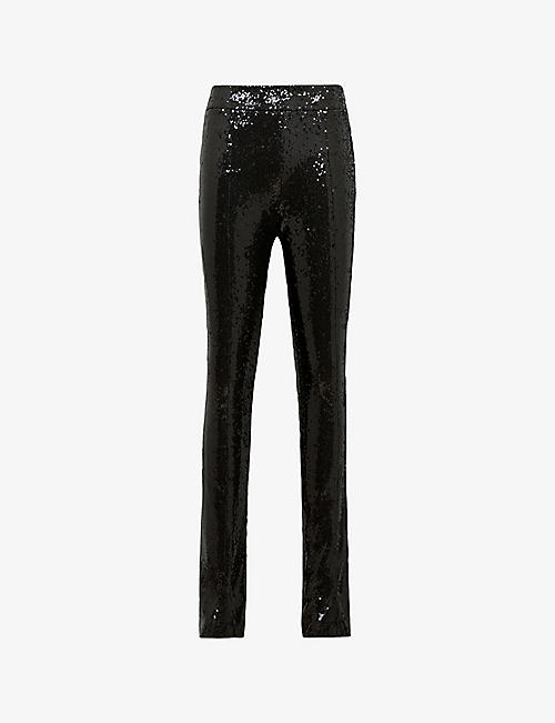 REISS: Jemima sequin-embellished skinny high-rise woven trousers