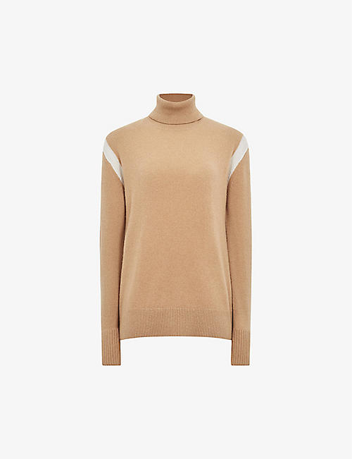 REISS: Chloe cashmere roll neck knitted jumper