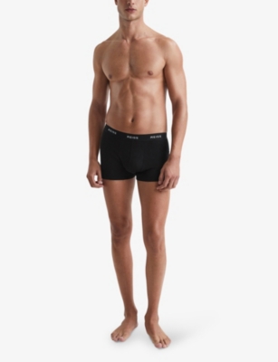 Shop Reiss Men's Black Pack Of Three Heller Stretch Organic-cotton Boxers