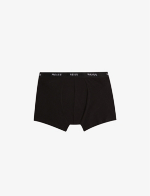 Shop Reiss Men's Black Pack Of Three Heller Stretch Organic-cotton Boxers