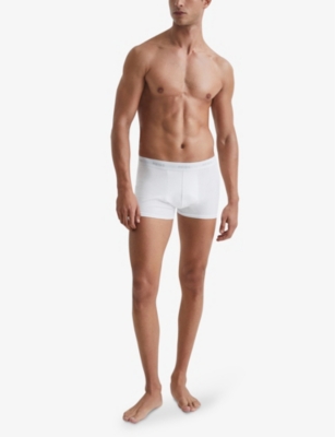 Reiss Mens White Pack Of Three Heller Stretch Organic-cotton Boxers In White