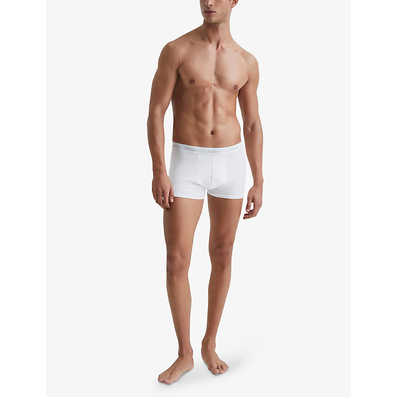 Shop Reiss Men's White Pack Of Three Heller Stretch Organic-cotton Boxers