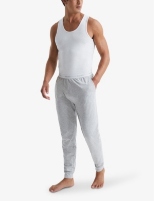 Shop Reiss Men's Grey Melange Cali Slim-fit Tapered-leg Wool-blend Jogging Bottoms