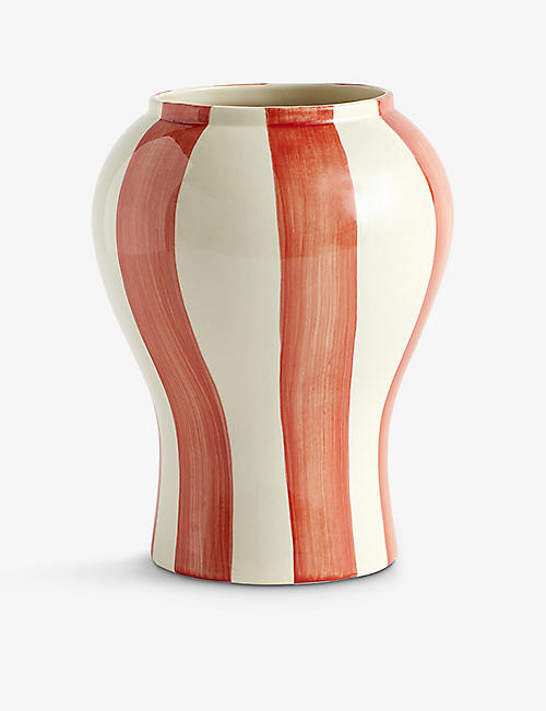HAY: Sobremesa stripe-design small stoneware vase 22cm