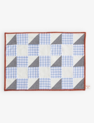 Hay Check Blue Sobremesa Patchwork Linen And Cotton-blend Placemat 43cm X 31cm