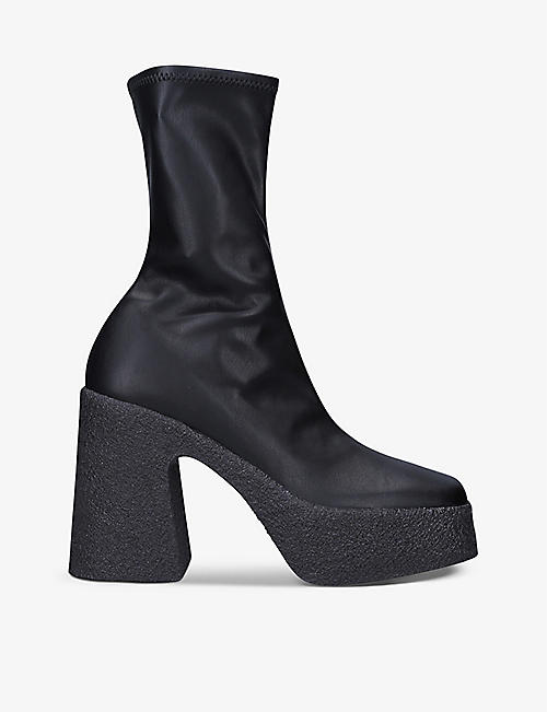 STELLA MCCARTNEY: Chunky round-toe faux-leather heeled boots