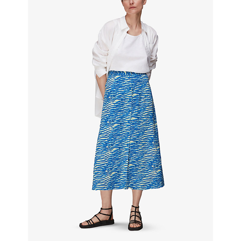 Shop Whistles Women's Multi-coloured Seafoam Buttoned Woven Midi Skirt