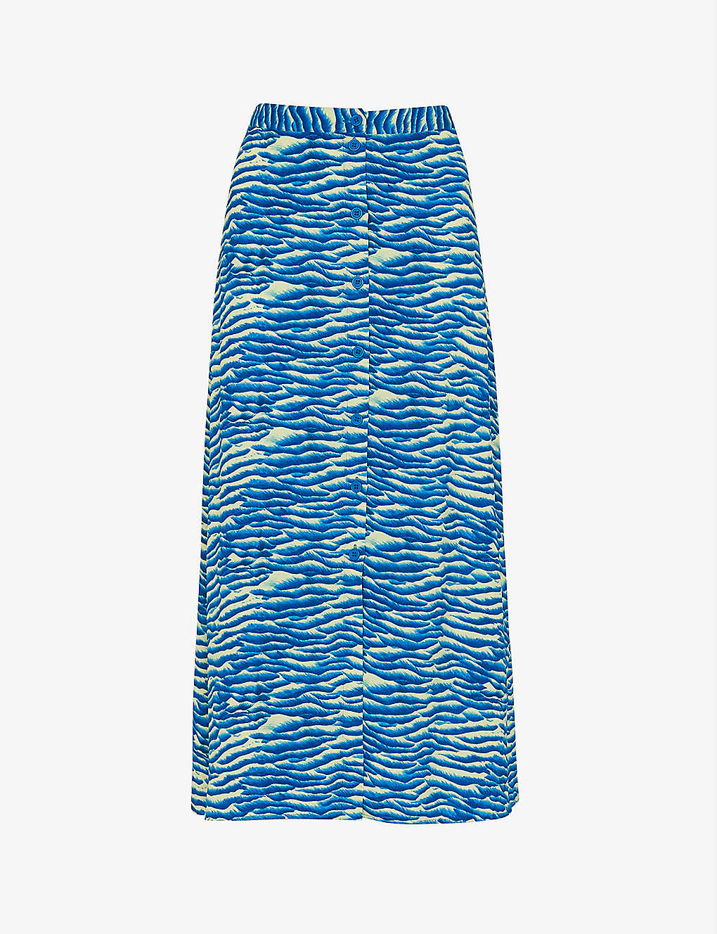 Whistles Womens Multi-coloured Seafoam Buttoned Woven Midi Skirt