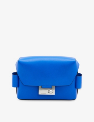 Allsaints Womens Cala Blue Frankie Logo-embossed Leather Cross-body Bag